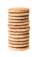 Heap of round cookies with sesame
