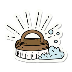 sticker of tattoo style scrubbing brush