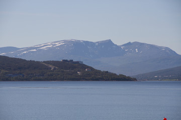 sunset, sky, sun, sunrise, nature, clouds,  landscape, evening, light, sea, cloud, blue beautiful, horizon, red, sunlight, mountain view, ocean tromso tromsø  water travel tourism sea coast nature 