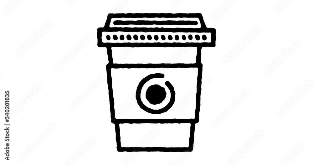 Poster hand drawn sketch icon animation for ordering take away drink to use as video design element. minima