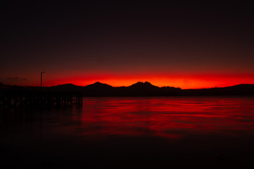 sunset, sky, sun, sunrise, nature, clouds,  landscape, evening, light, sea, cloud, blue beautiful,...