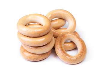 Heap of small dry bagels