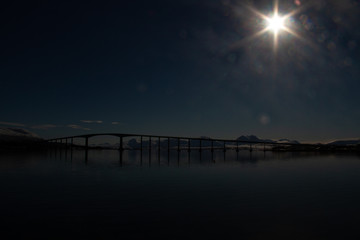 sunset, sky, sun, sunrise, nature, clouds,  landscape, evening, light, sea, cloud, blue beautiful, horizon, red, sunlight, mountain view, ocean tromso tromsø  water travel tourism sea coast nature 