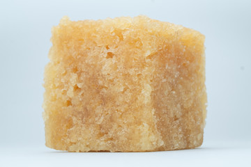 cube synthetic rubber sample on a white background