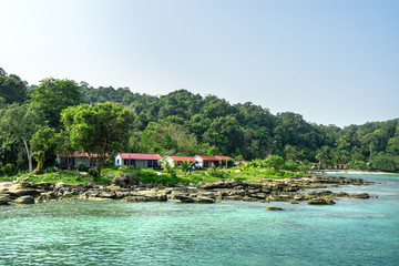 Beautiful beach and beautiful island, Koh Rong samloem island, Sihanoukville, Cambodia. 