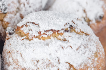 Homemade Easter cake, paska, macro photo, studio