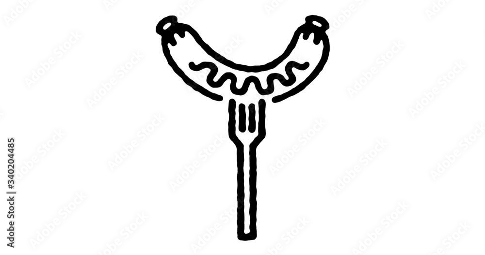 Poster hand drawn sketch icon animation for barbecue party to use as video design element. minimalistic sym