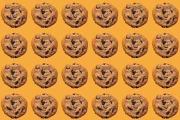 Pattern of American cookies with a chocolate crumbs