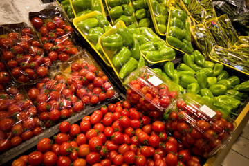 fresh farm vegetables in supermarket
