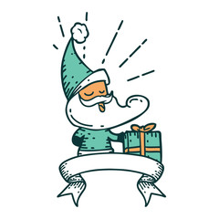 banner with tattoo style santa claus christmas character