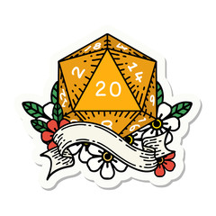 natural twenty D20 dice roll sticker