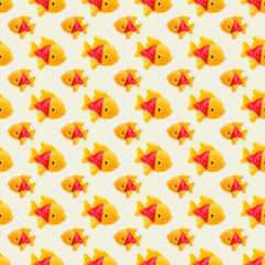 seamless pattern of rubber toy orange fish