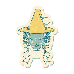 elf mage character face with banner illustration