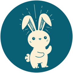 icon of tattoo style cute bunny