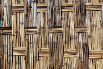 Detail of a Check Pattern Bamboo Fence