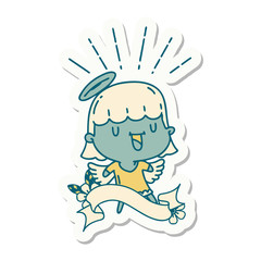 sticker of tattoo style singing angel