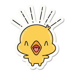 sticker of tattoo style singing chick