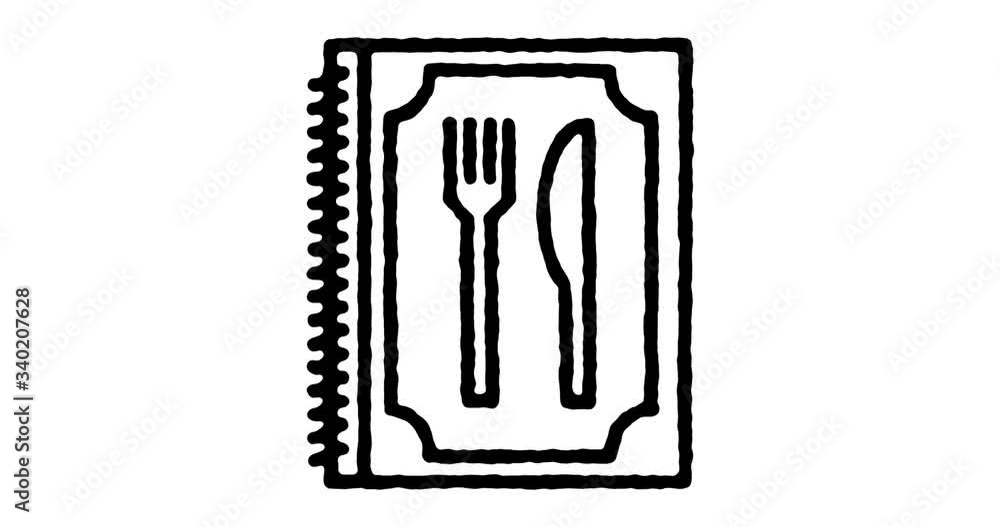 Poster hand drawn sketch icon animation for appetizer menu to use as video design element. minimalistic sym