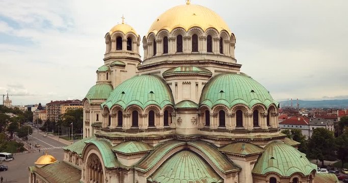 Aerial View to the St. Alexander Nevsky Cathedral in the Sofia City Center, Bulgaria
