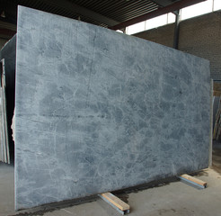 Large slab Italian marble Bardiglio gray-blue color with a delicate pattern