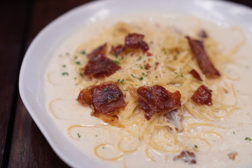 Spaghetti carbonara.