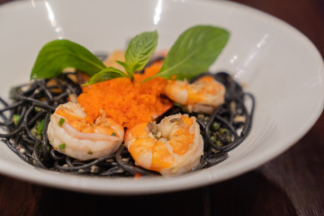 Black Spaghetti sea food.