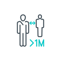 keep your distance single line icon isolated on white. Perfect outline symbol Prevention Coronavirus Covid pandemic quarantine banner. design warning element don't walk, stay home with editable Stroke