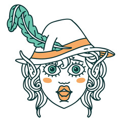 elf bard character face illustration