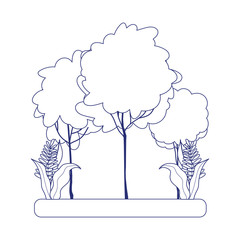 trees foliage nature botanical leaves isolated icon design line style