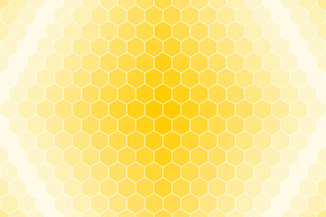 Honeycomb or honey Grid tiled for background or Hexagonal cell texture. in color yellow or gold with white border gradient from center or middle.