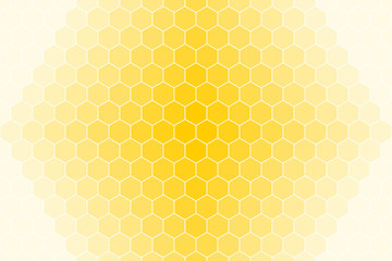 Honeycomb or honey Grid tiled for background or Hexagonal cell texture. in color yellow or gold with white border gradient from center or middle.
