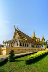 Phnom Penh tourist attraction and famouse landmark - Royal Palace complex, Cambodia