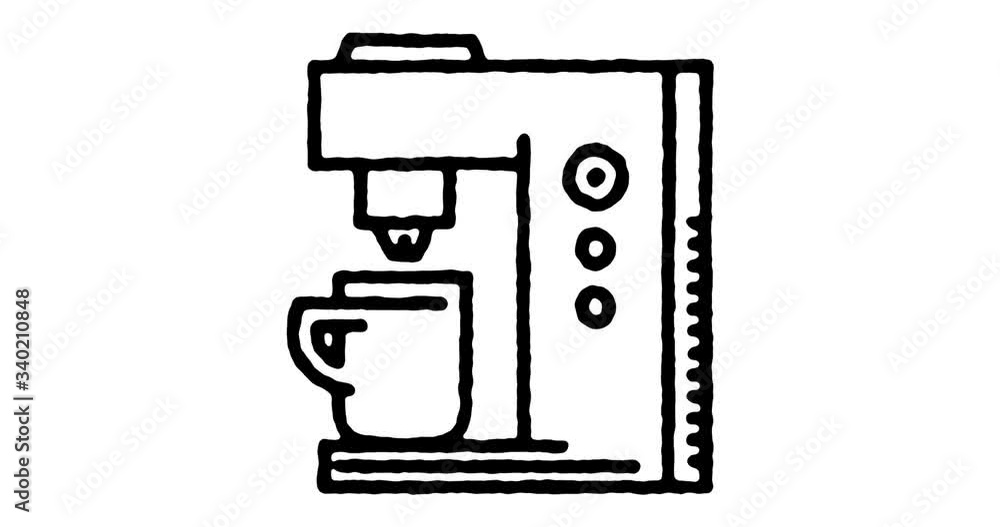 Poster hand drawn sketch icon animation for filter coffee to use as video design element. minimalistic symb