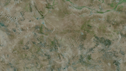 Govisümber, Mongolia - outlined. Satellite