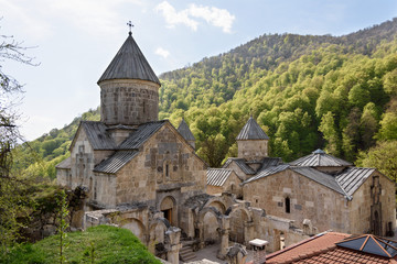 Fototapeta na wymiar Haghartsin, Eagles Game, Ancient Armenian monastery complex in Tavush region in wooded valley of Ijevan ridge. Armenia