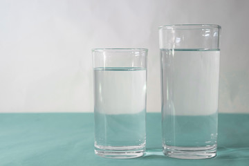 two glasses of water in healthy concept