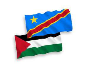 Flags of Palestine and Democratic Republic of the Congo on a white background