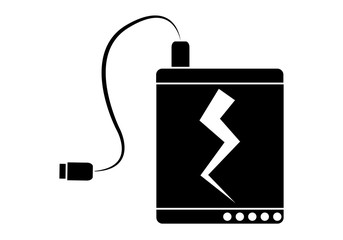 Icono negro de una batería externa para móvil.