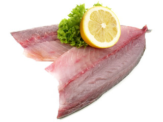 Mackerel Fillets - Raw Mackerel Fish on white Background