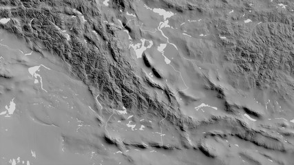 Hovd, Mongolia - outlined. Grayscale