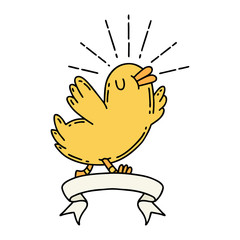 banner with tattoo style happy bird