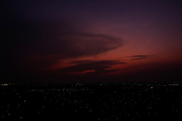 City landscape night sky, dark blue sky after sunset background