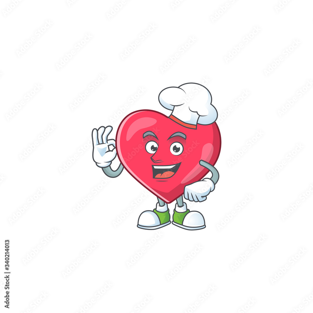 Wall mural heart medical notification cartoon design style proudly wearing white chef hat