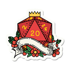 natural twenty D20 dice roll sticker