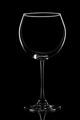 glass for wine on the black background