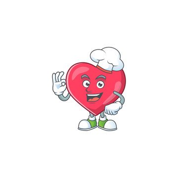 Heart medical notification cartoon design style proudly wearing white chef hat