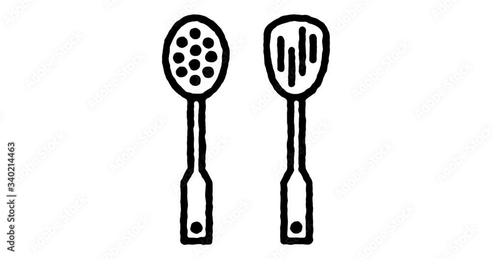 Poster hand drawn sketch icon animation for cooking certificate to use as video design element. minimalisti