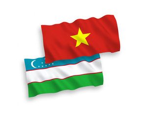 Flags of Uzbekistan and Vietnam on a white background