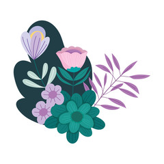 flowers leaves foliage nature decoration isolated icon