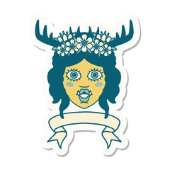 orc druid character face with banner sticker